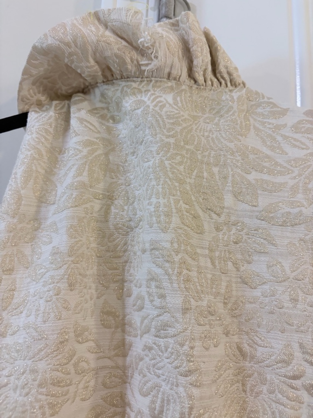 Sleeveless Ruffle-Neck Textured Ivory Dress - Picture 4 of 6